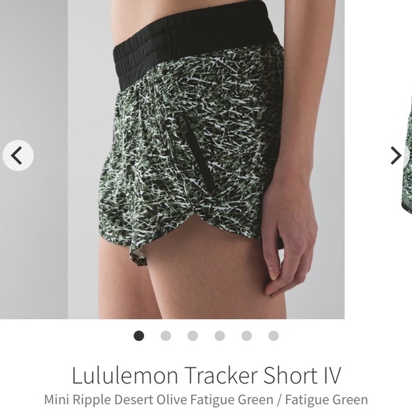 🌟HP🌟VEUC Lululemon Black/White/Army Green Patterned Tracker shorts- size 6 - Picture 3 of 17